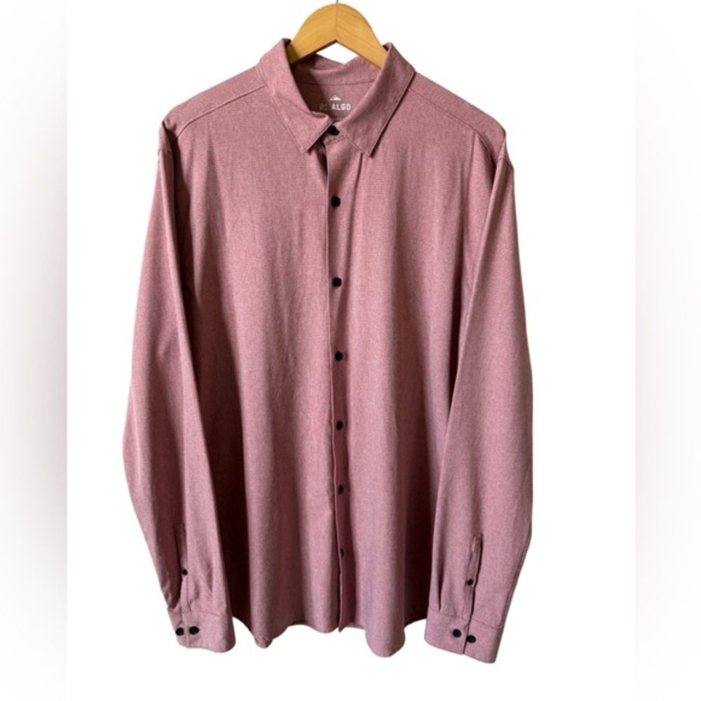 01.Algo Performance Button Down Shirt L Tall Stretch Quick Dry‎ UPF 40+
